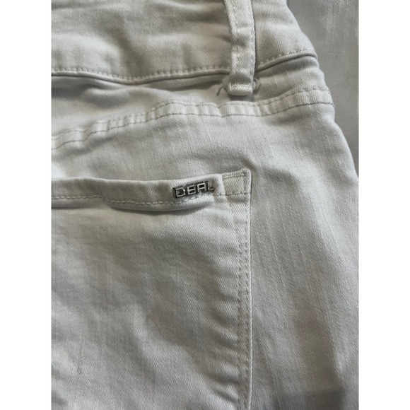 DEAL JEANS White Mid Rise Skinny Jeans Floral Cuff Women's Small - Picture 10 of 11